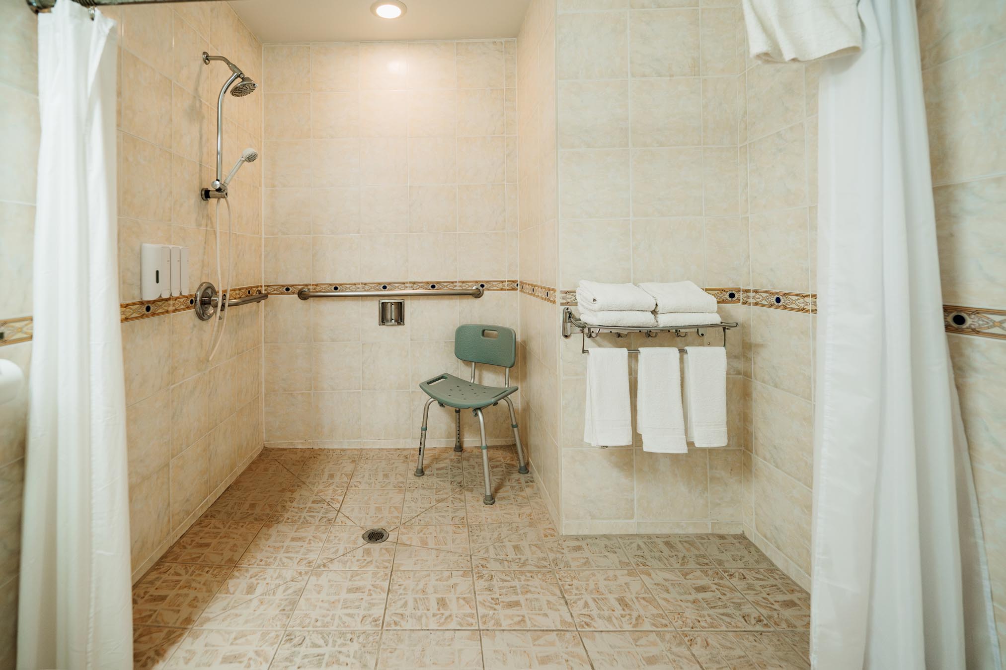 shower with chair in it